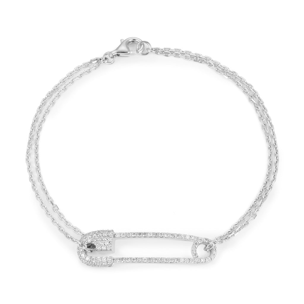 Sterling Silver Safety Pin Personalized Bracelet | 24jewels